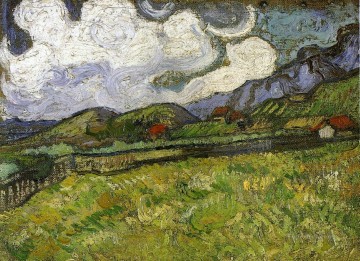  Hospital Canvas - Wheat Field behind Saint Paul Hospital with a Reaper Vincent van Gogh